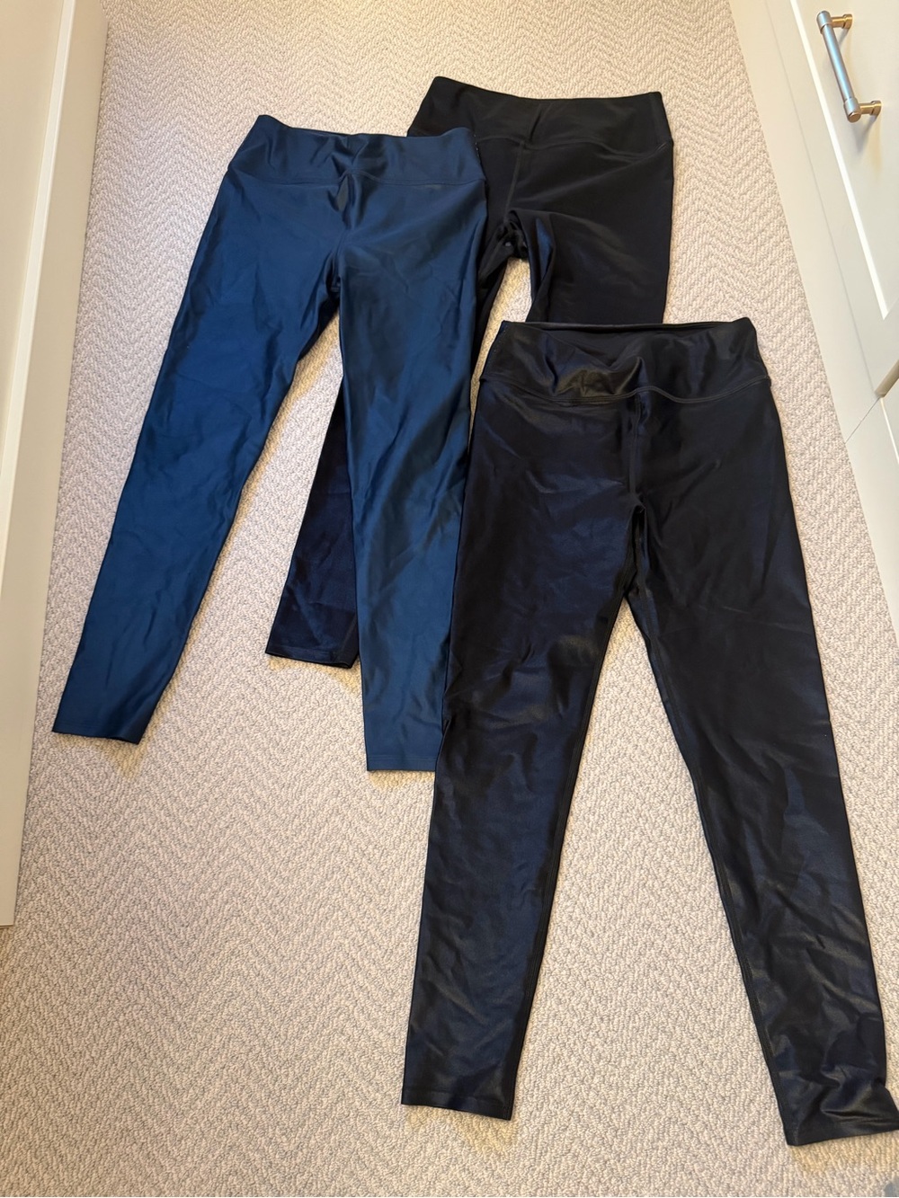 Women’s Medium Shiny Noli Leggings - (3 pairs) Black & Navy Pack